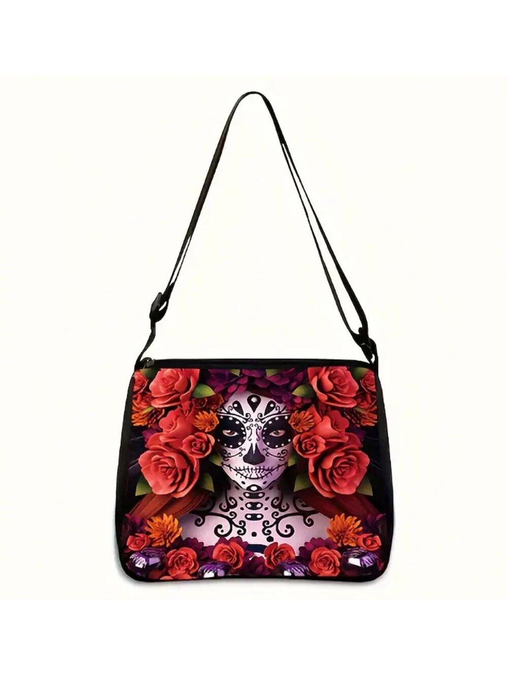 New - Trendy - Retro Style Floral Skull Diva Design Fashion Shoulder Bag